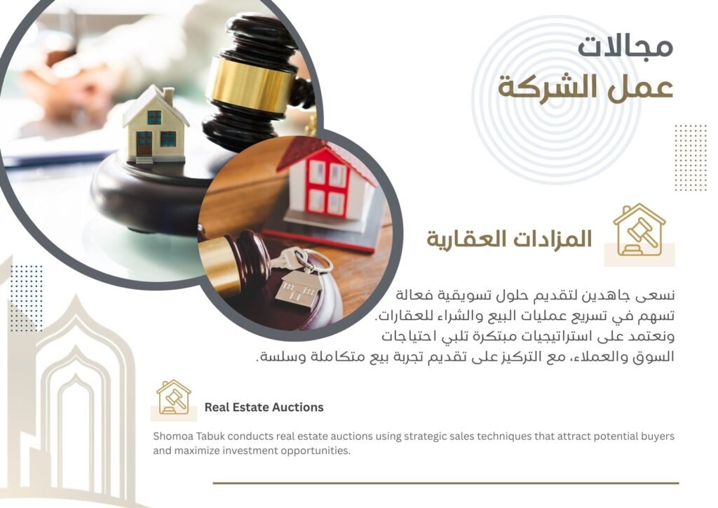 شموع تبوك للتطوير العقاري والمقاولات العامة نحن في شموع تبوك للتطوير العقاري والمقاولات العامة نؤمن بأن البناء ليس مجرد عملية تشييد، بل هو فن يعكس الرؤية والطموح. بخبرة تمتد لسنوات في قطاع التطوير العقاري والمقاولات، نقدم حلولاً متكاملة ومبتكرة تلبي تطلعات عملائنا في جميع أنحاء المملكة. نسعى لنكون الخيار الأول لكل من يبحث عن الجودة، الالتزام، والتميز.