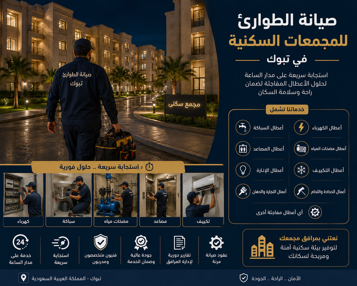 صيانة الطوارئ للمجمعات السكنية في تبوك
