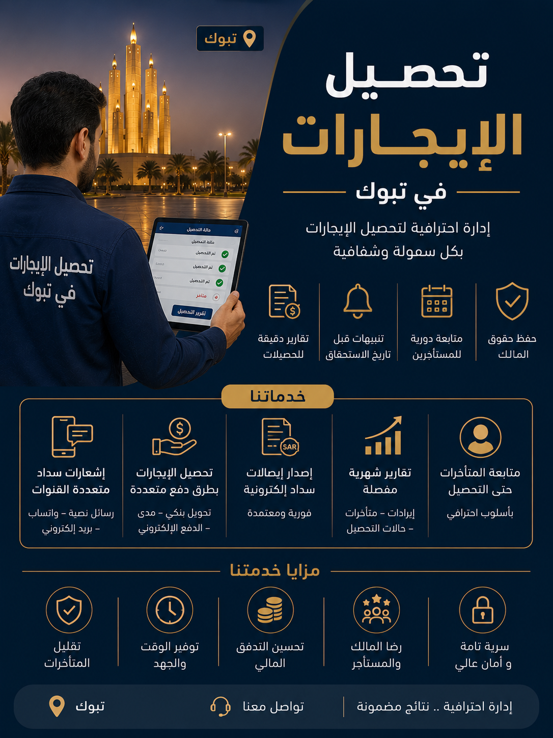 تحصيل الإيجارات في تبوك