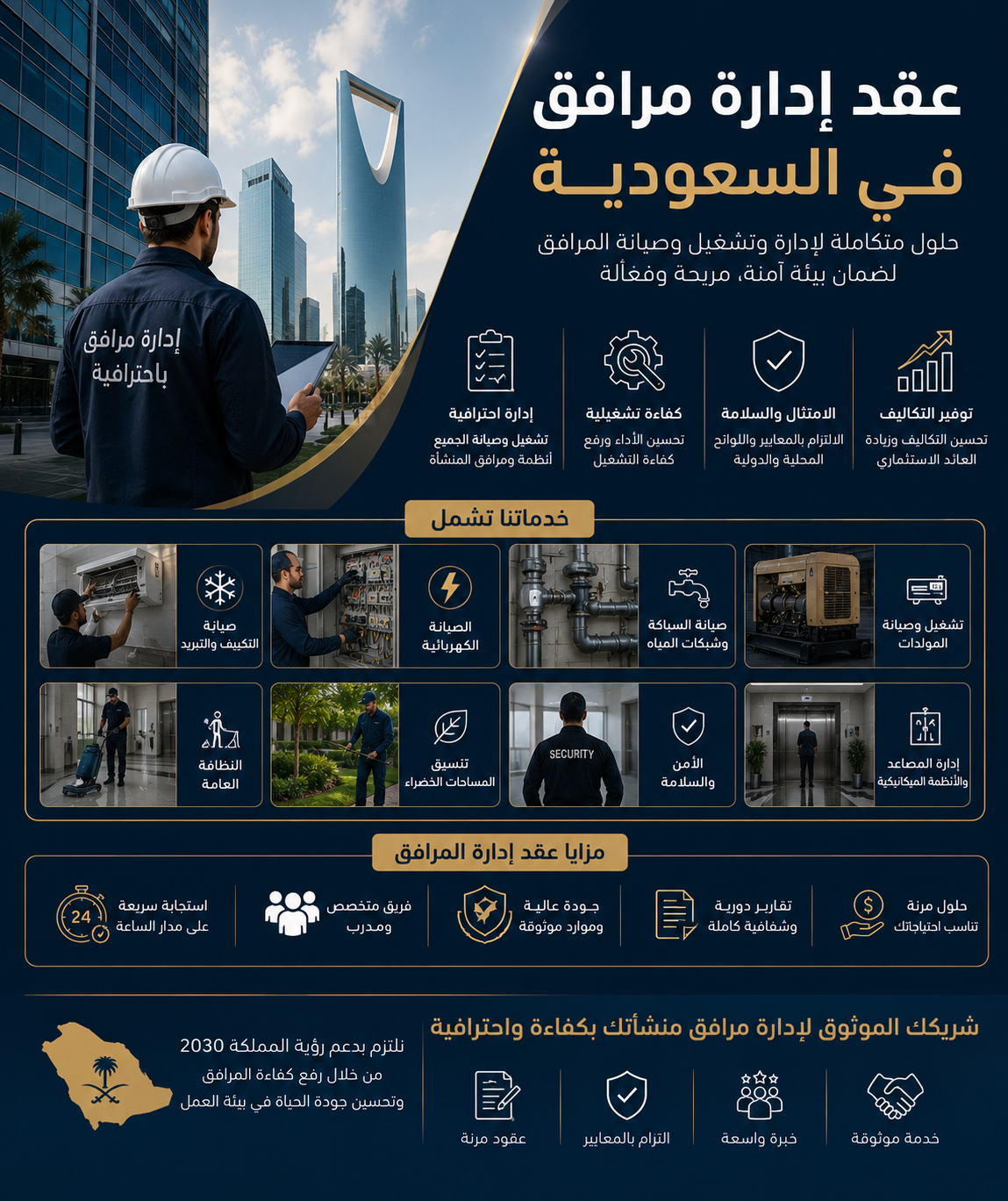 عقد إدارة مرافق في السعودية